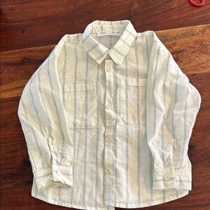 Zara Kids Light Blue and White Button-Up Shirt 3-4 years